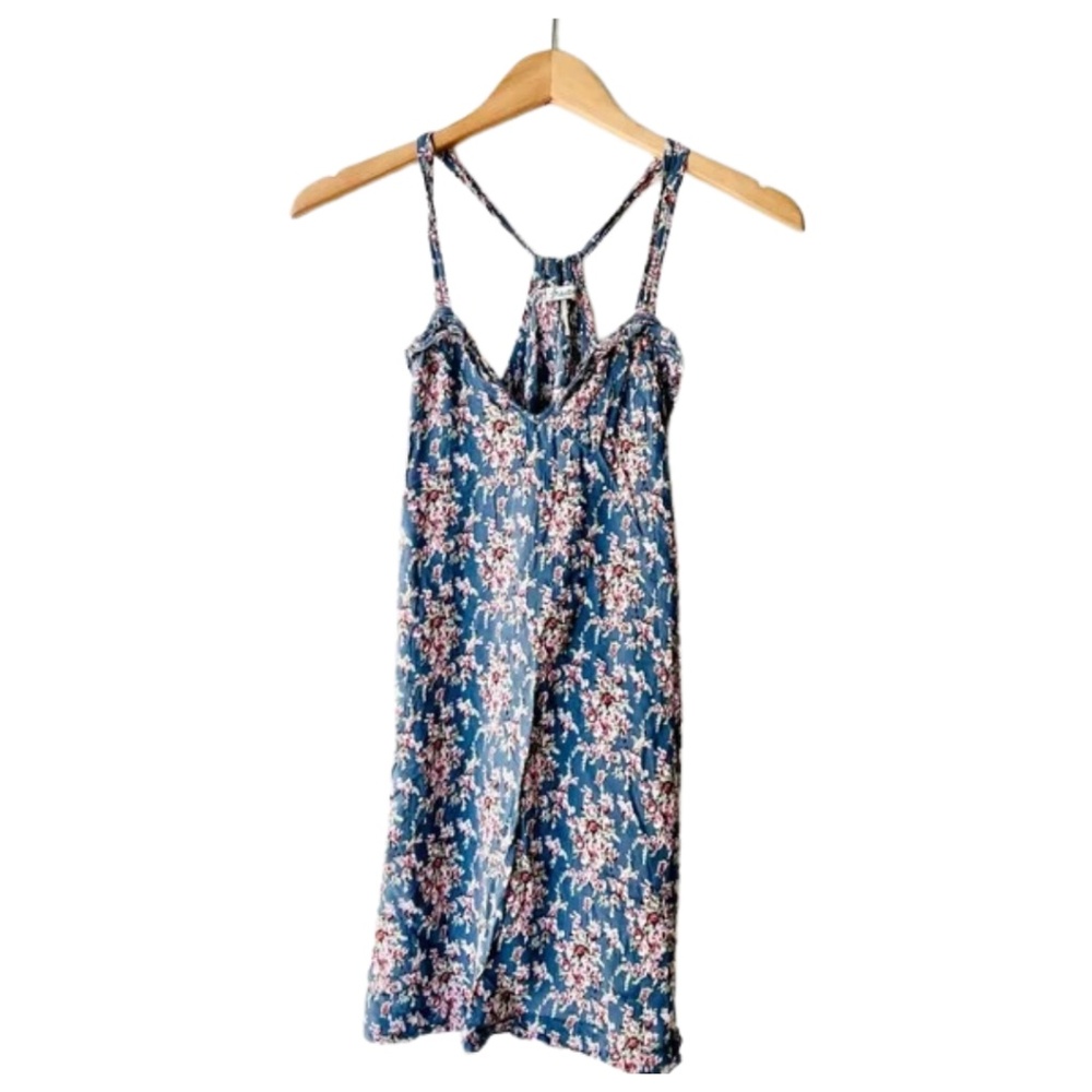 Freebird Blue Floral Dress | Rayon Boho Sundress | Fits S